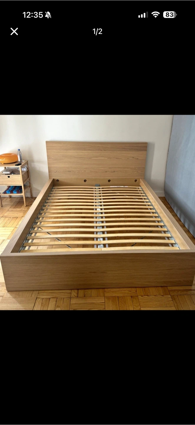 IKEA MALM Queen High Bed Frame with Storage in Oak Veneer