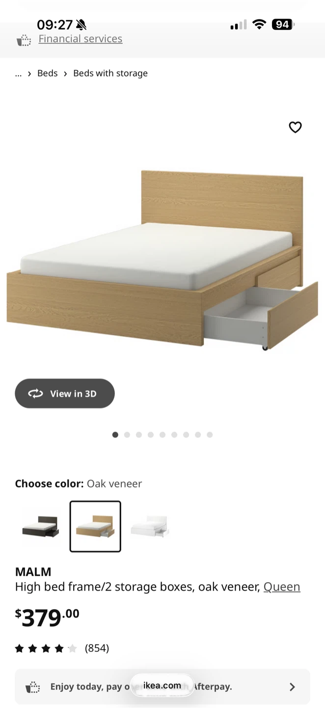 IKEA MALM Queen High Bed Frame with Storage in Oak Veneer - photo 2