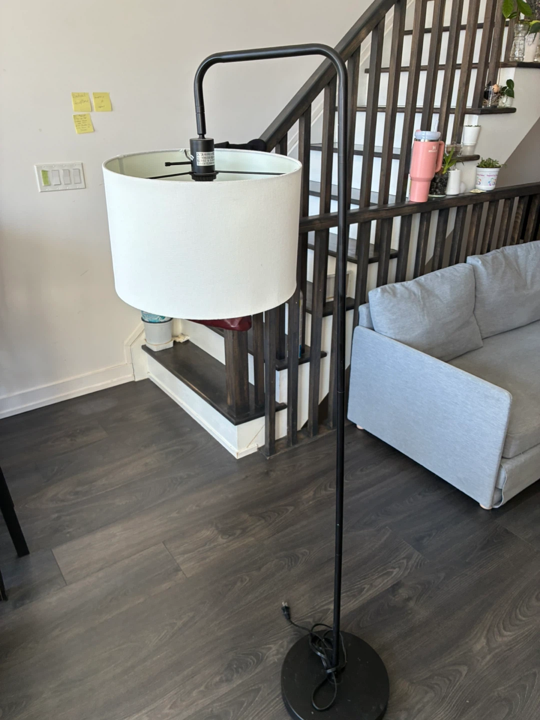 Floor Lamp with White Drum Shade