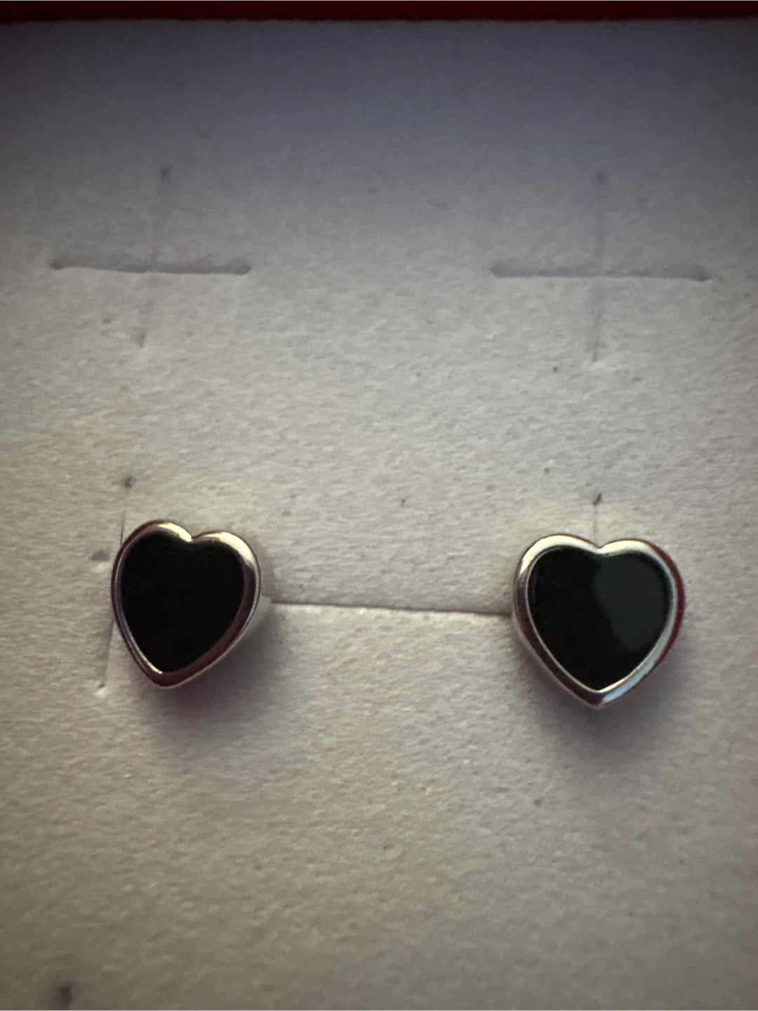925 Sterling Silver Black onyx  Heart Stud Earrings