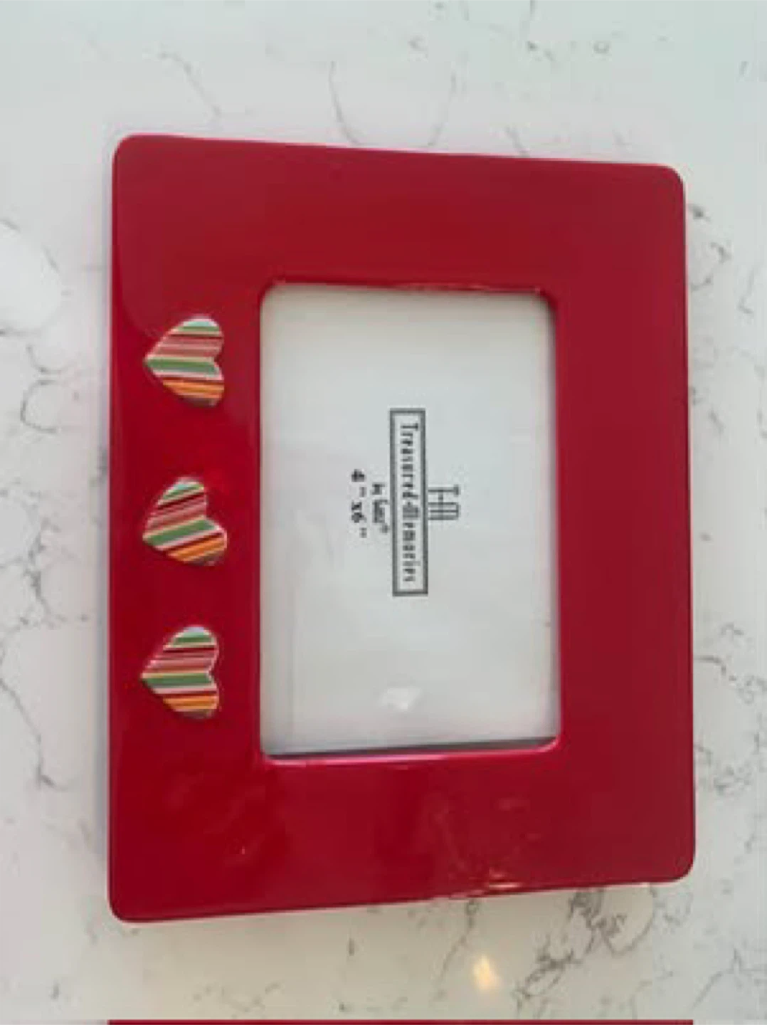 Red Picture Frame with Hearts - Holds 4x6 Photo