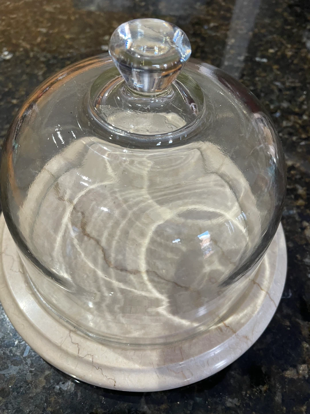 Glass Dome Cloche with Marble Base - photo 3