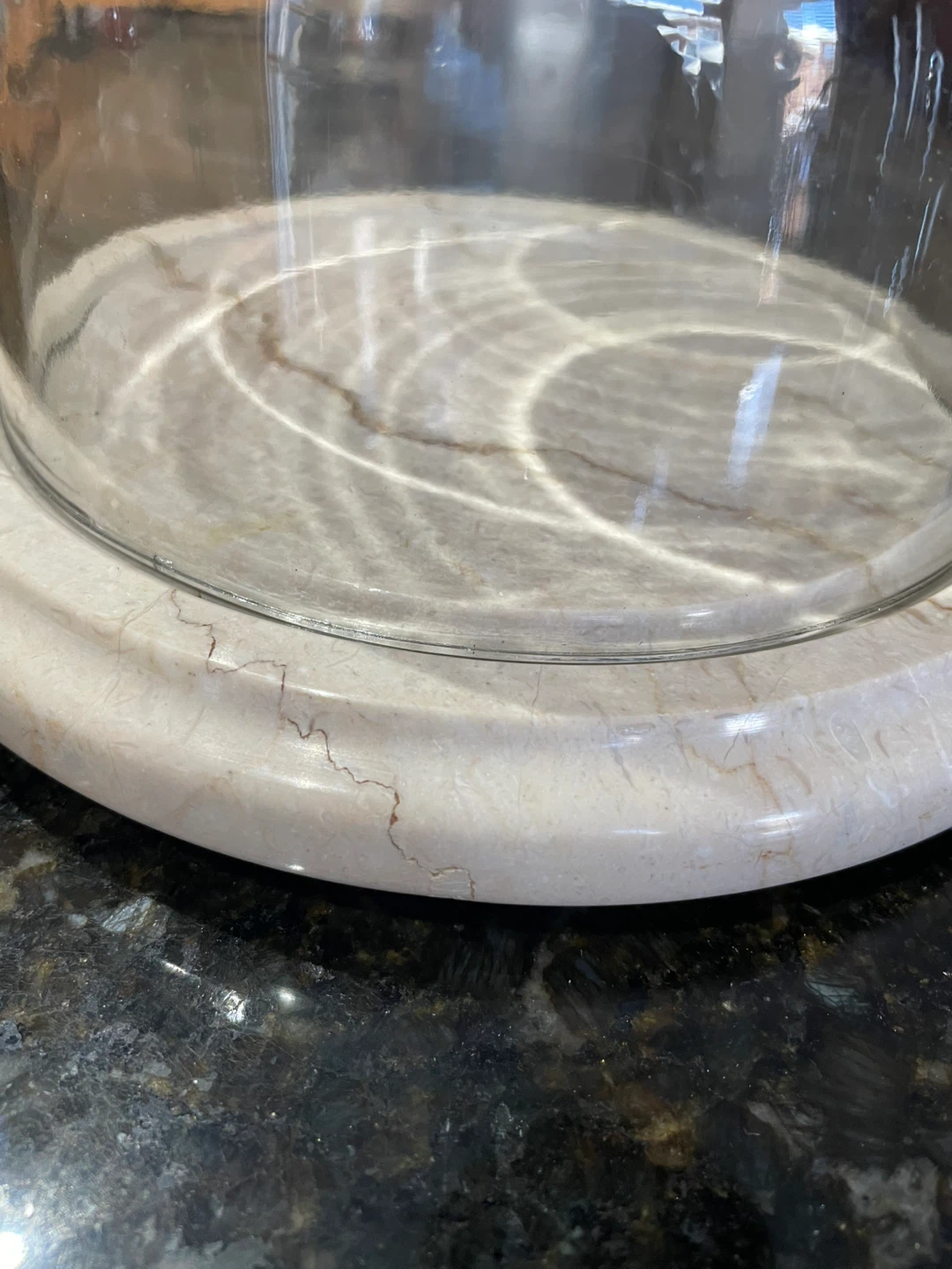 Glass Dome Cloche with Marble Base - photo 2