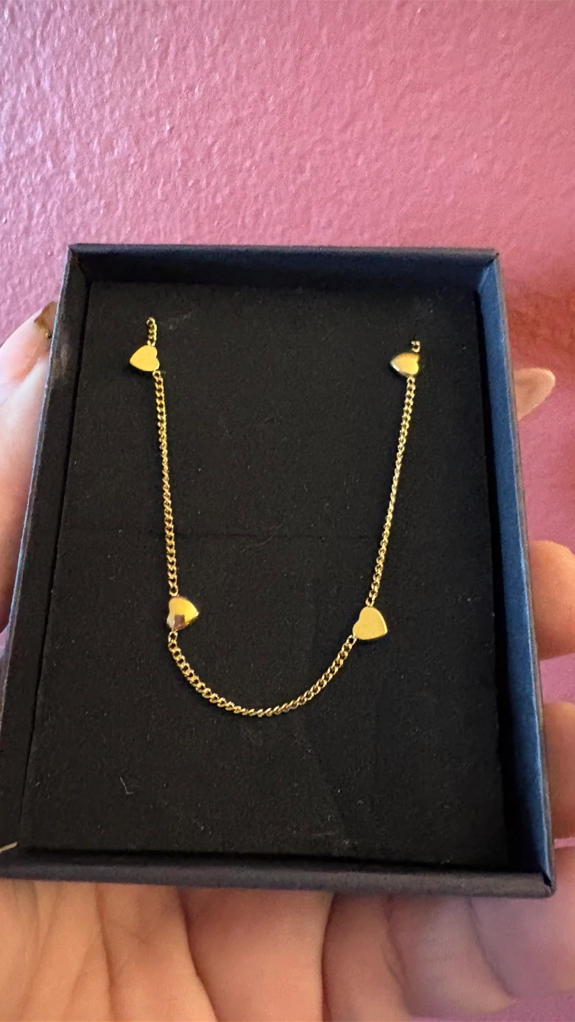 NEW 18K Gold SS heart charms Necklace