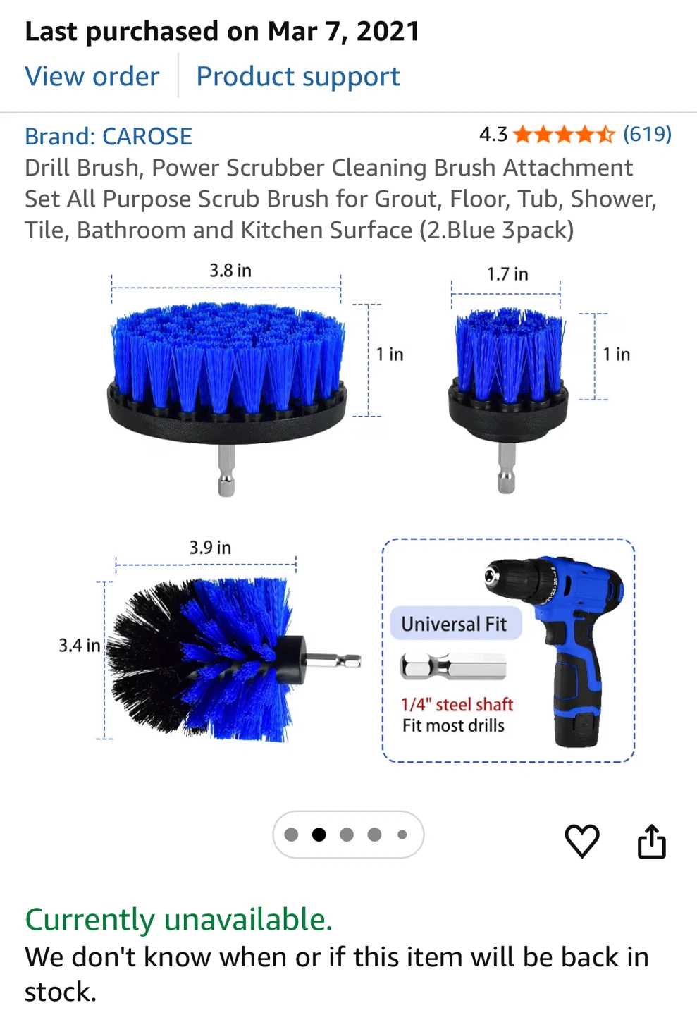 CAROSE Power Scrubber Cleaning Brush Attachment Set (3-pack) - photo 4