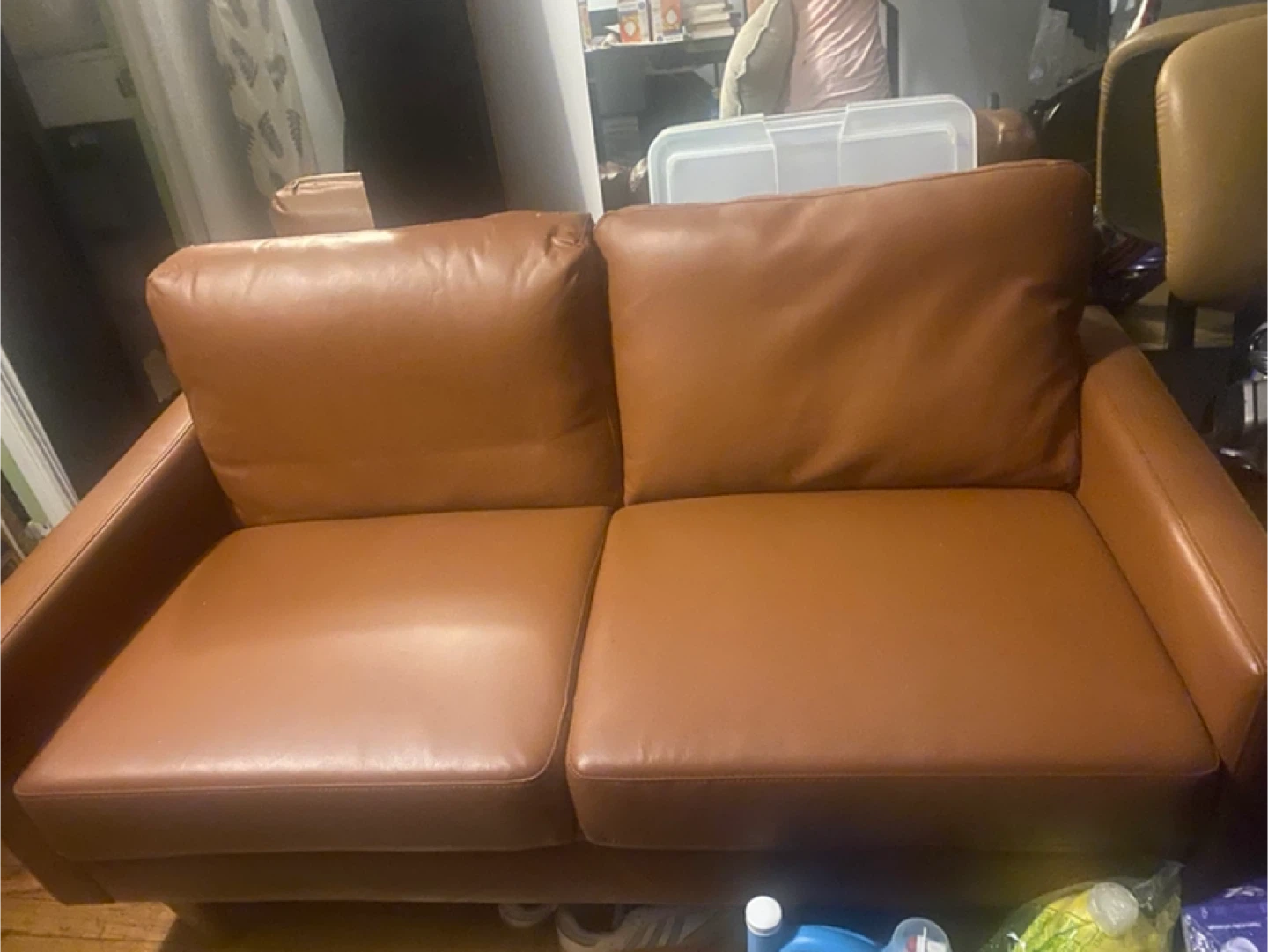 Brown Leather love seat
