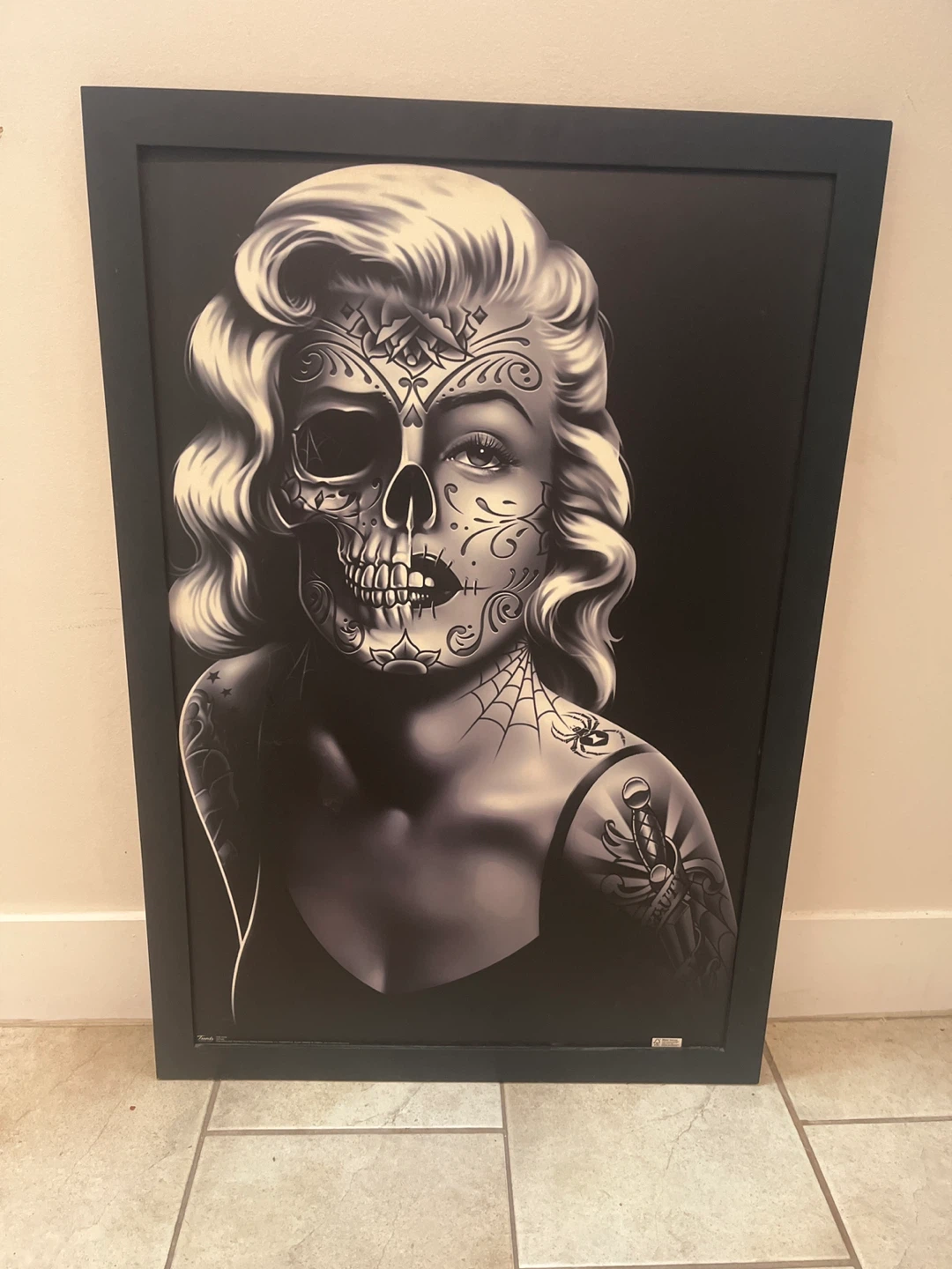 Framed Marilyn Monroe Sugar Skull Art Print