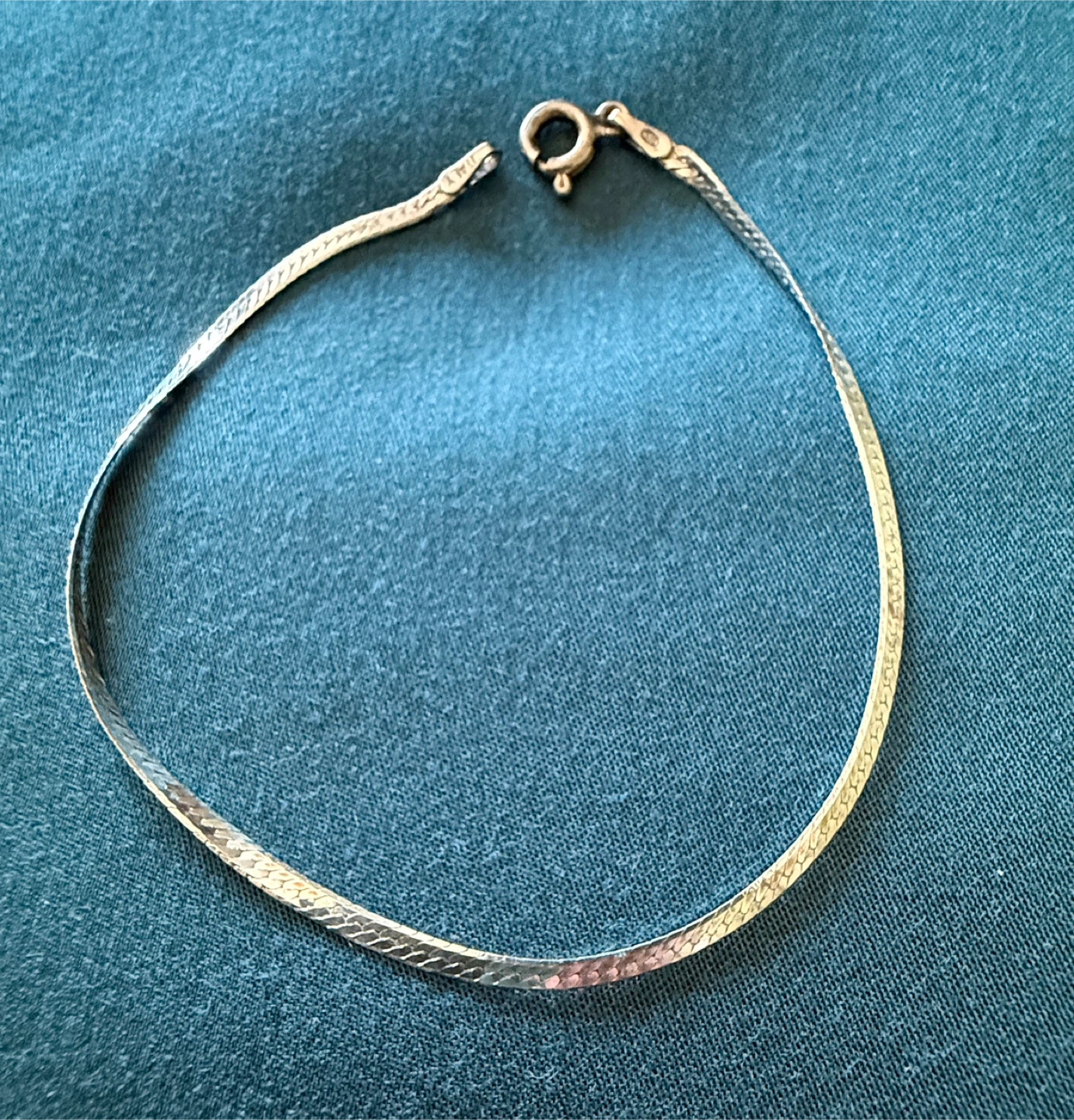 Vintage Sterling Silver 925 Herringbone Link Chain Bracelet