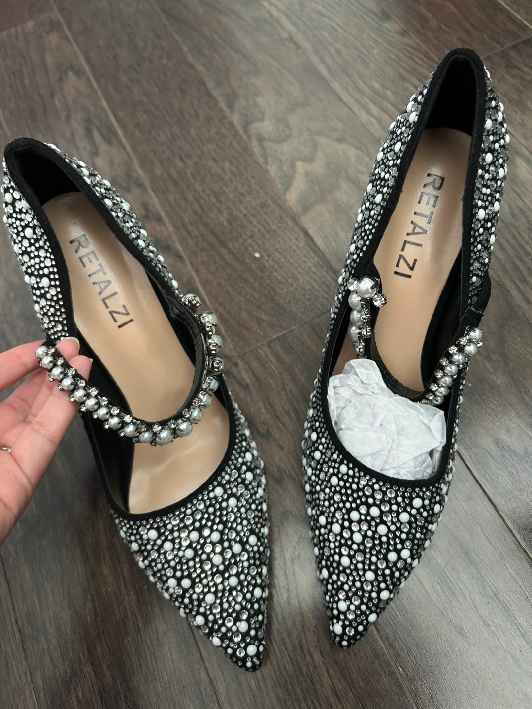 RETALZI Women's Embellished Stiletto Heels