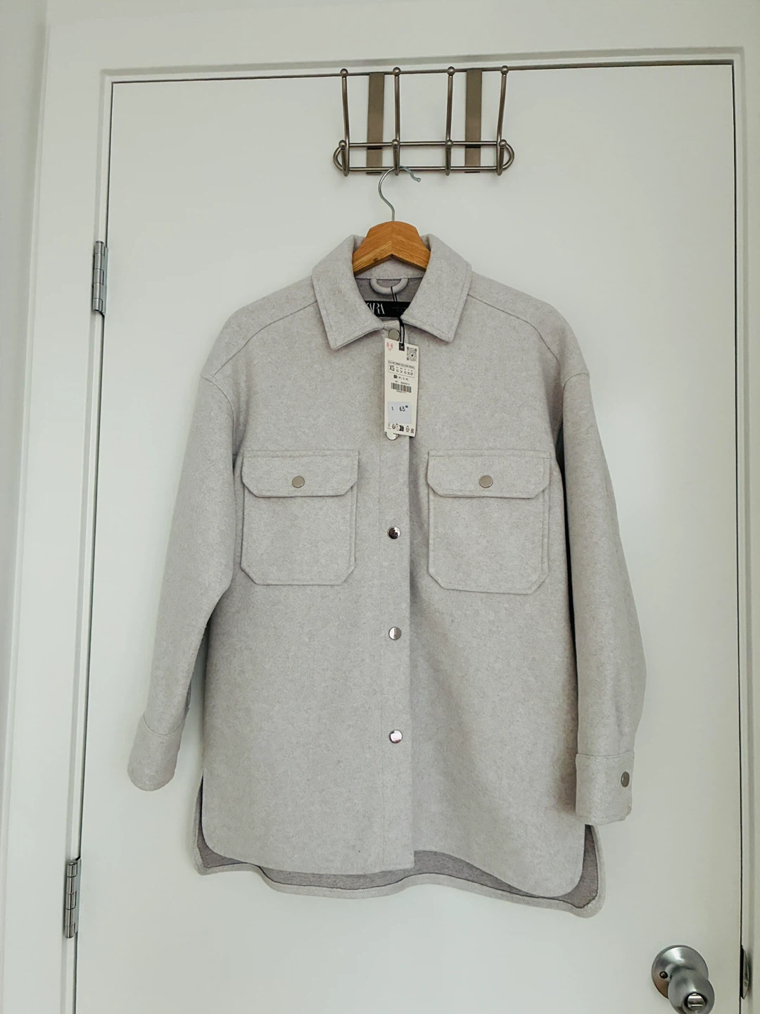 Zara Grey Oversized Shirt Jacket - XS