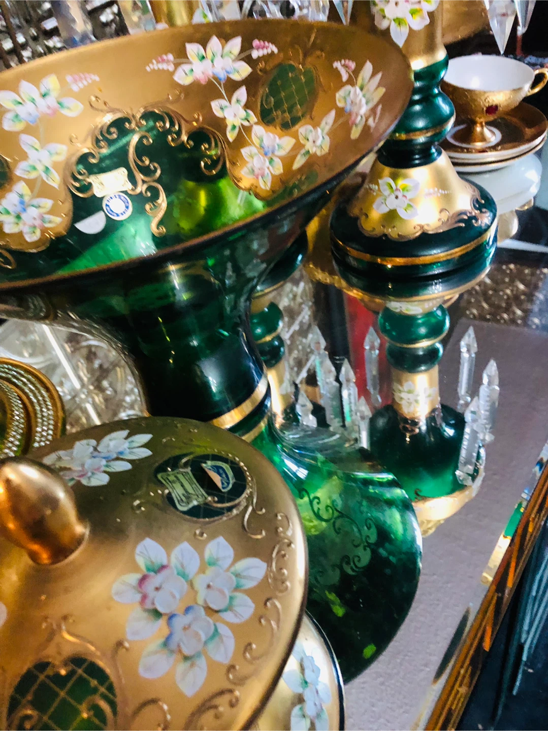 24 k gold stamped hand painting  Bohemia  glass - photo 4