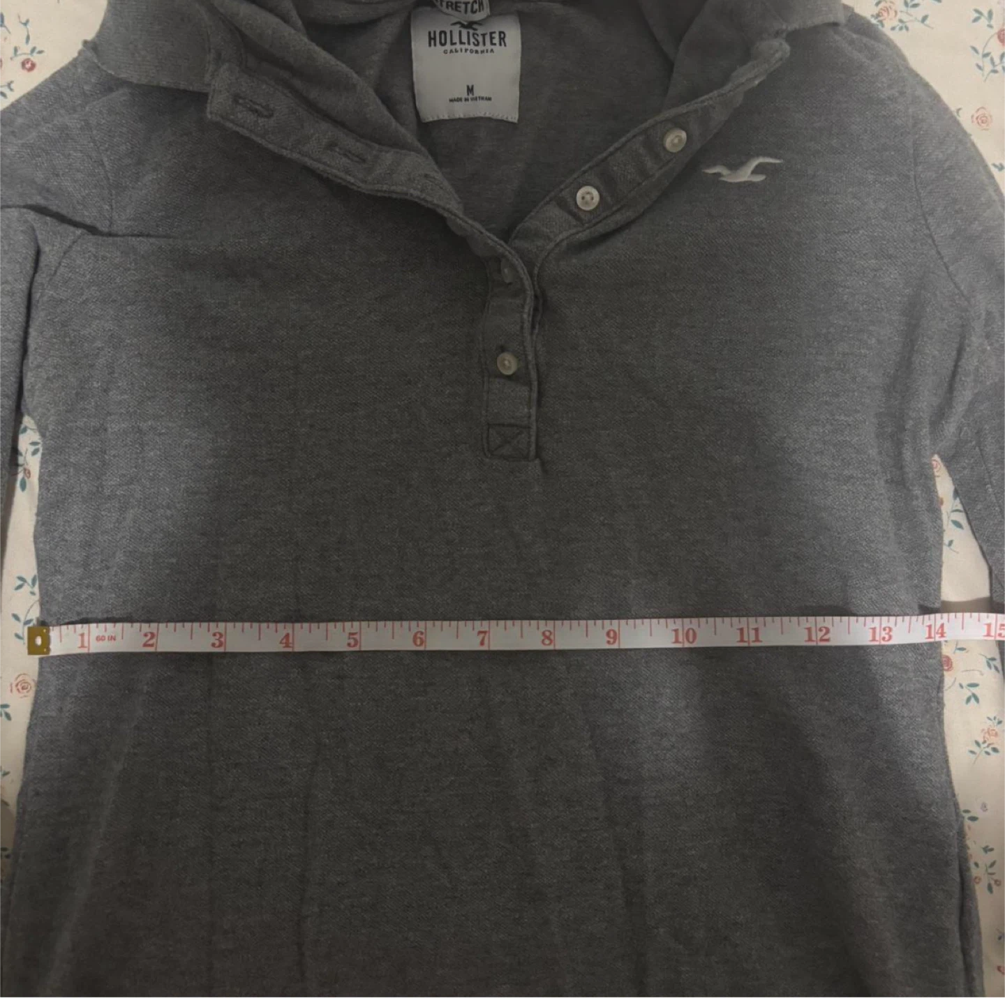 Hollister Long Sleeve Grey Polo Shirt - size  M - photo 3