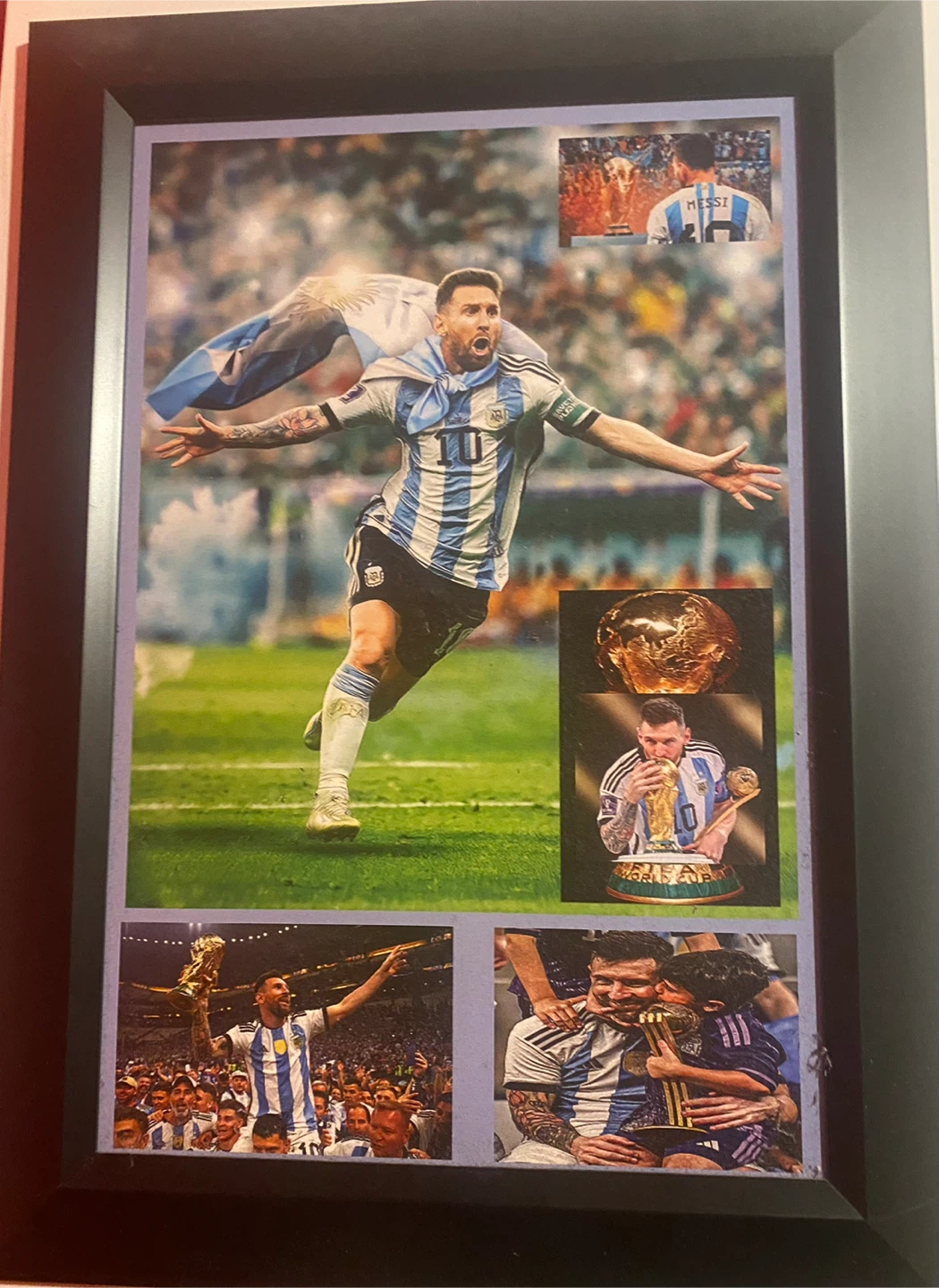 Framed Lionel Messi World Cup Celebration Collage