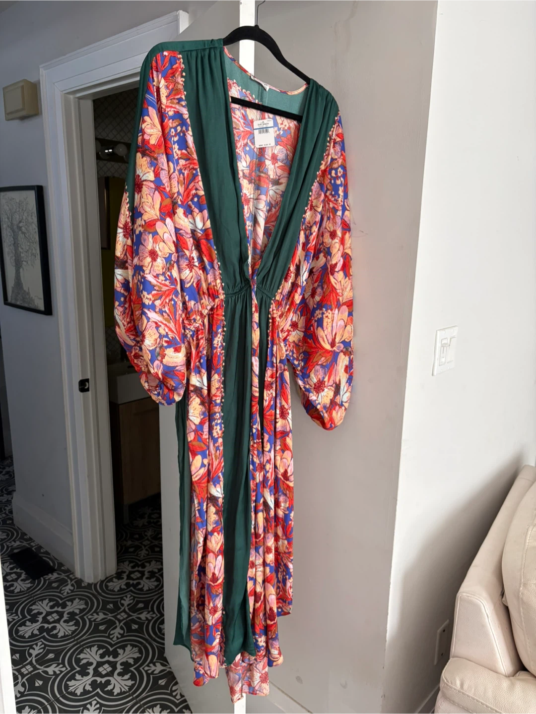 Free People Floral Print Maxi Robe - Green/Multi - photo 2