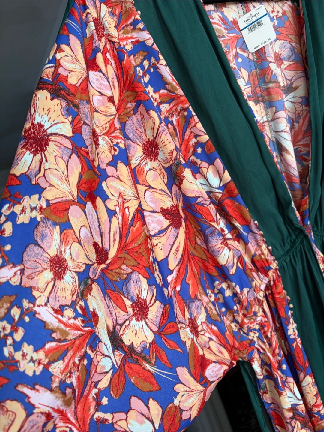Free People Floral Print Maxi Robe - Green/Multi