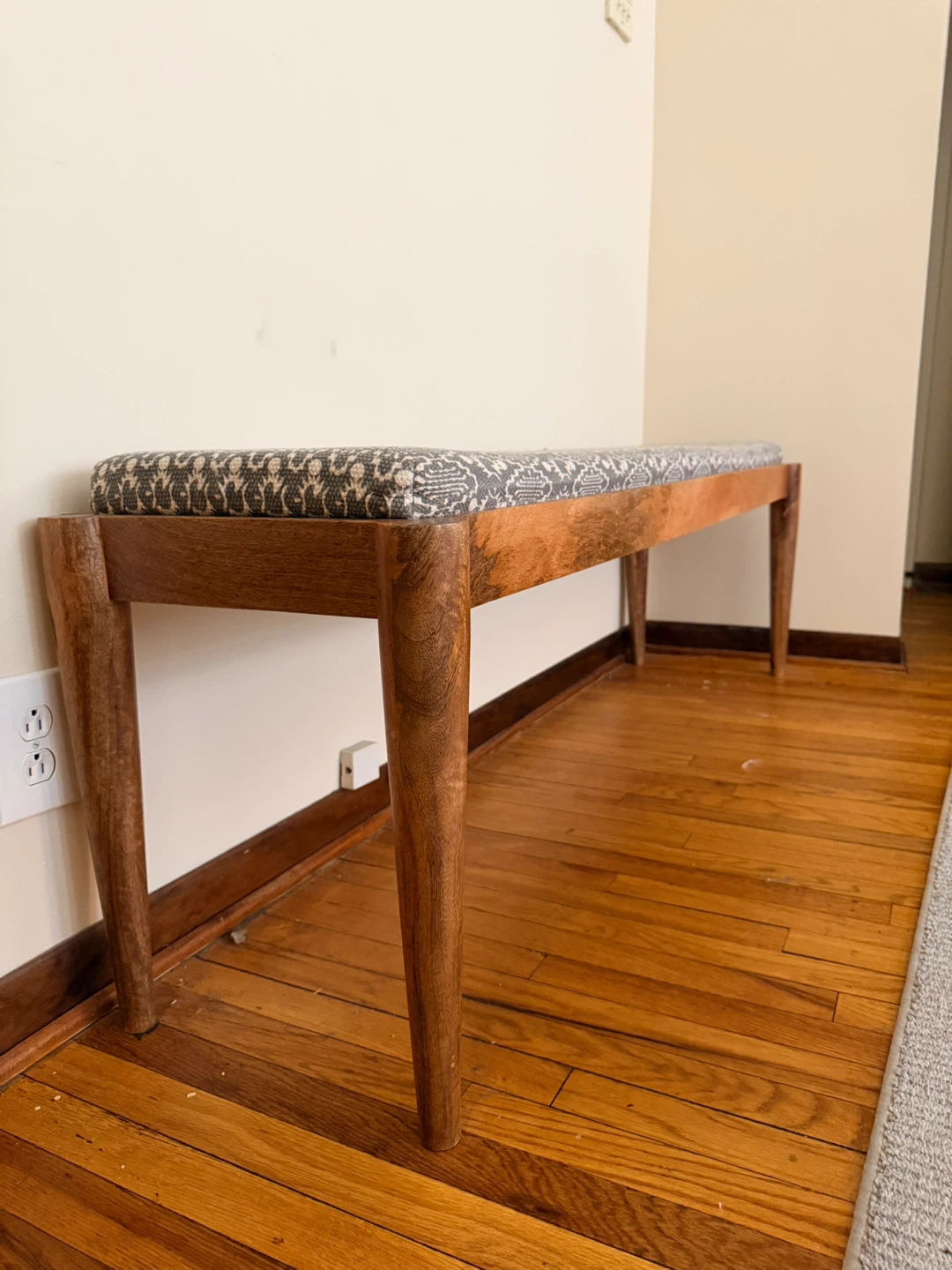 Wooden Bench with Upholstered Seat