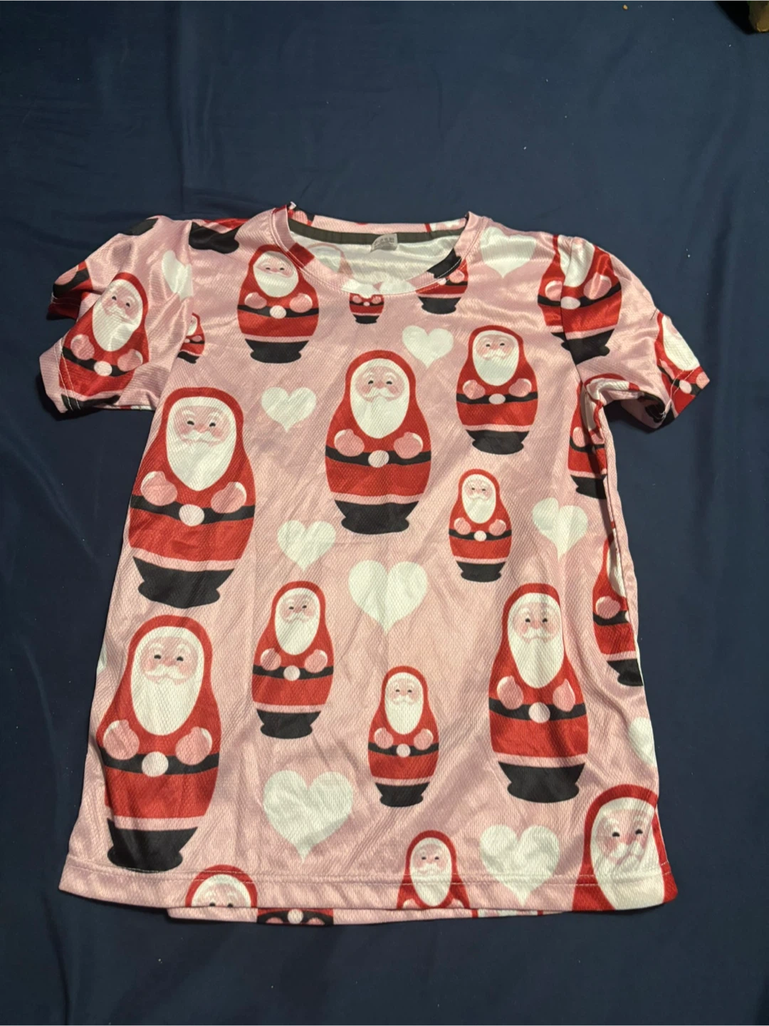 Women  Santa Matryoshka Doll Pink T-Shirt