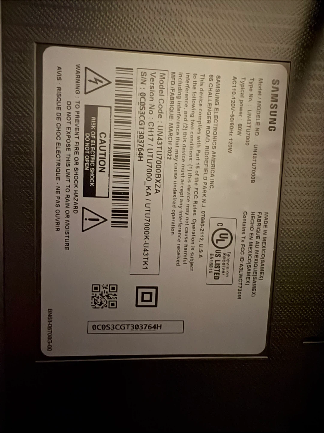 43” Samsung TV 4K Crystal UHD - photo 3