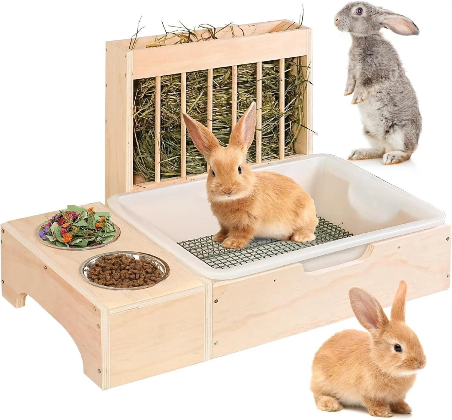 3 in 1 Extra Large Rabbit Hay Feeder with Litter Box - BNIB