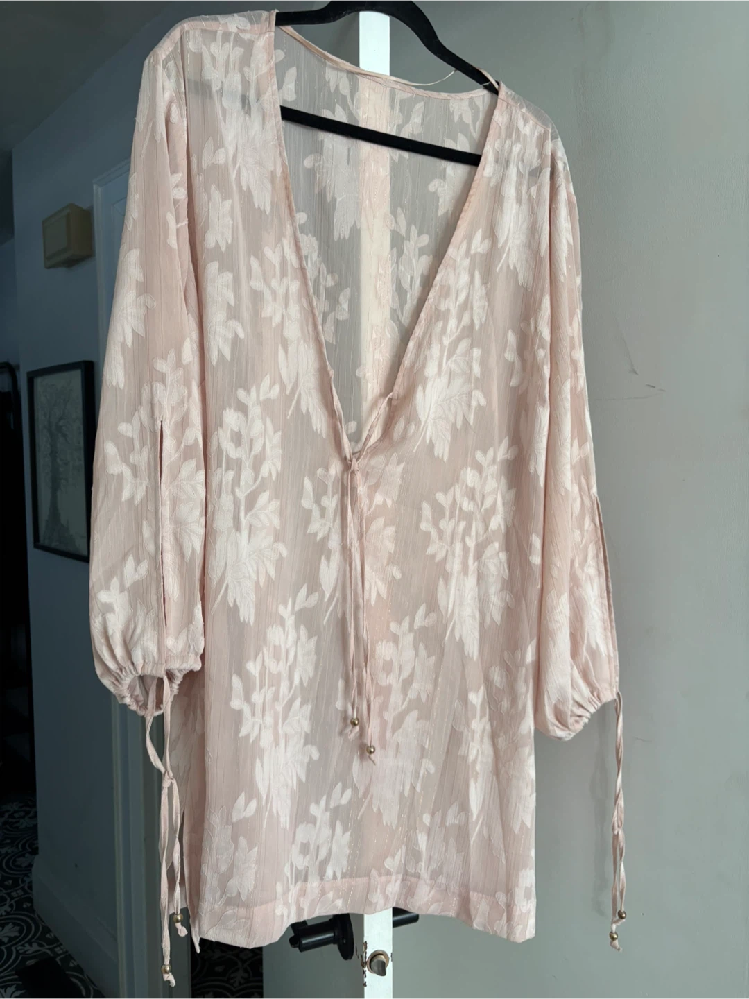 Peach Floral short caftan - photo 2
