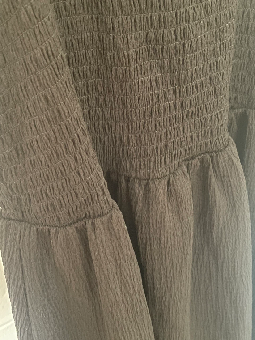 Black Smocked Midi Dress - photo 3