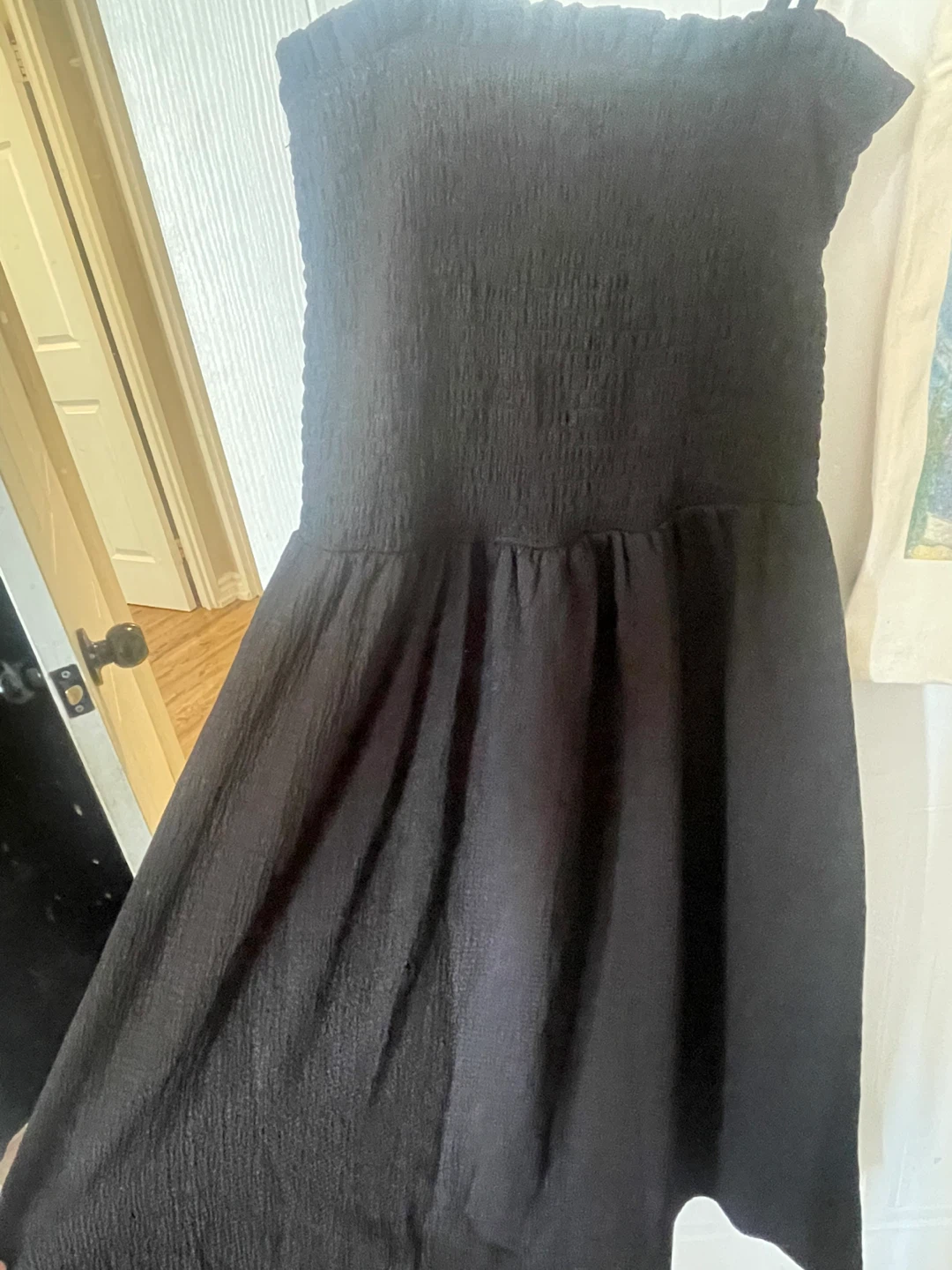 Black Smocked Midi Dress - photo 2