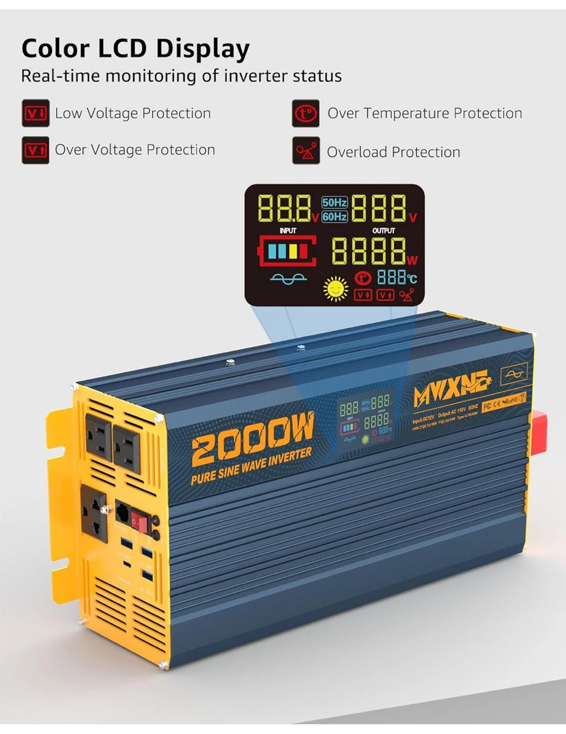 2000W Pure Sine Wave Power Inverter - photo 3