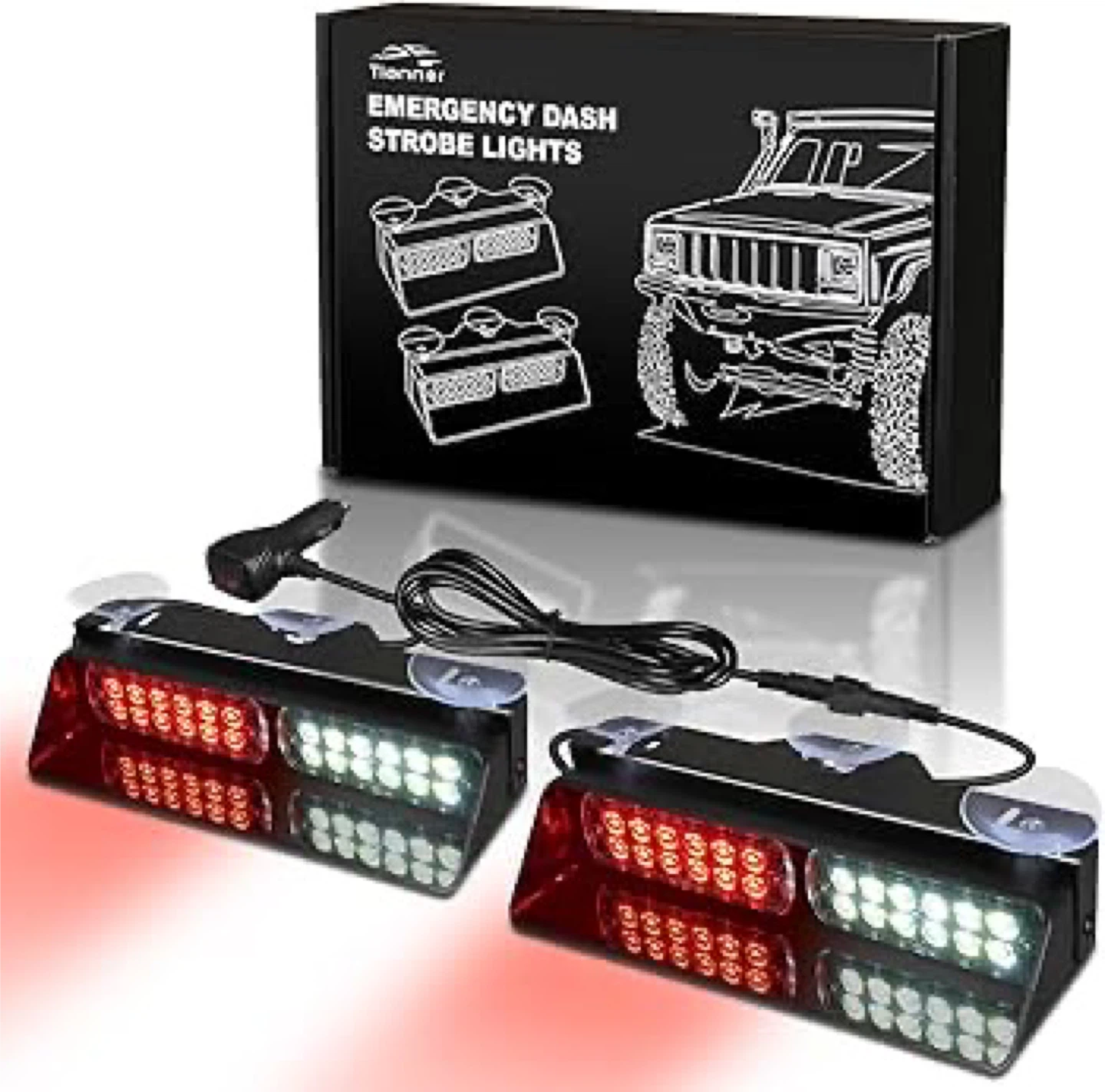 Tiannor Emergency Dash Strobe Light Bar - Red/White