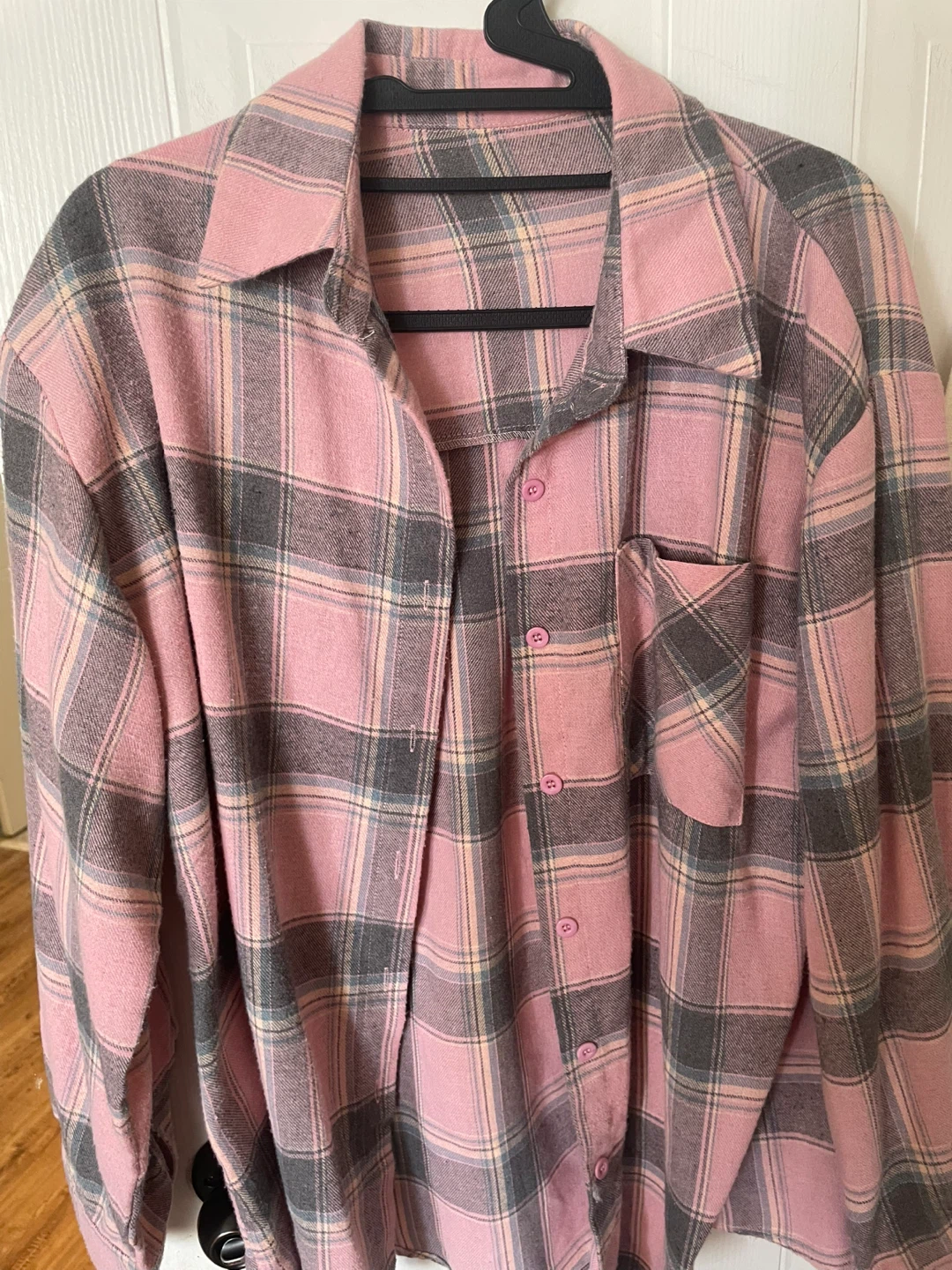 Pink Plaid Flannel Shirt