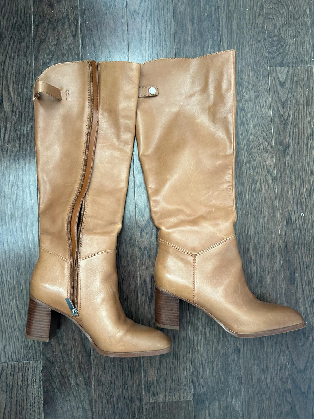 Franco Sarto Women's Tan Leather Knee-High Boots Size 6