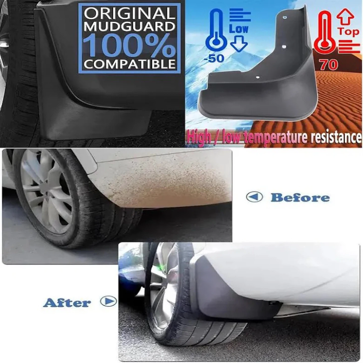 Set of 4 Black Mudguards for Cars - photo 2