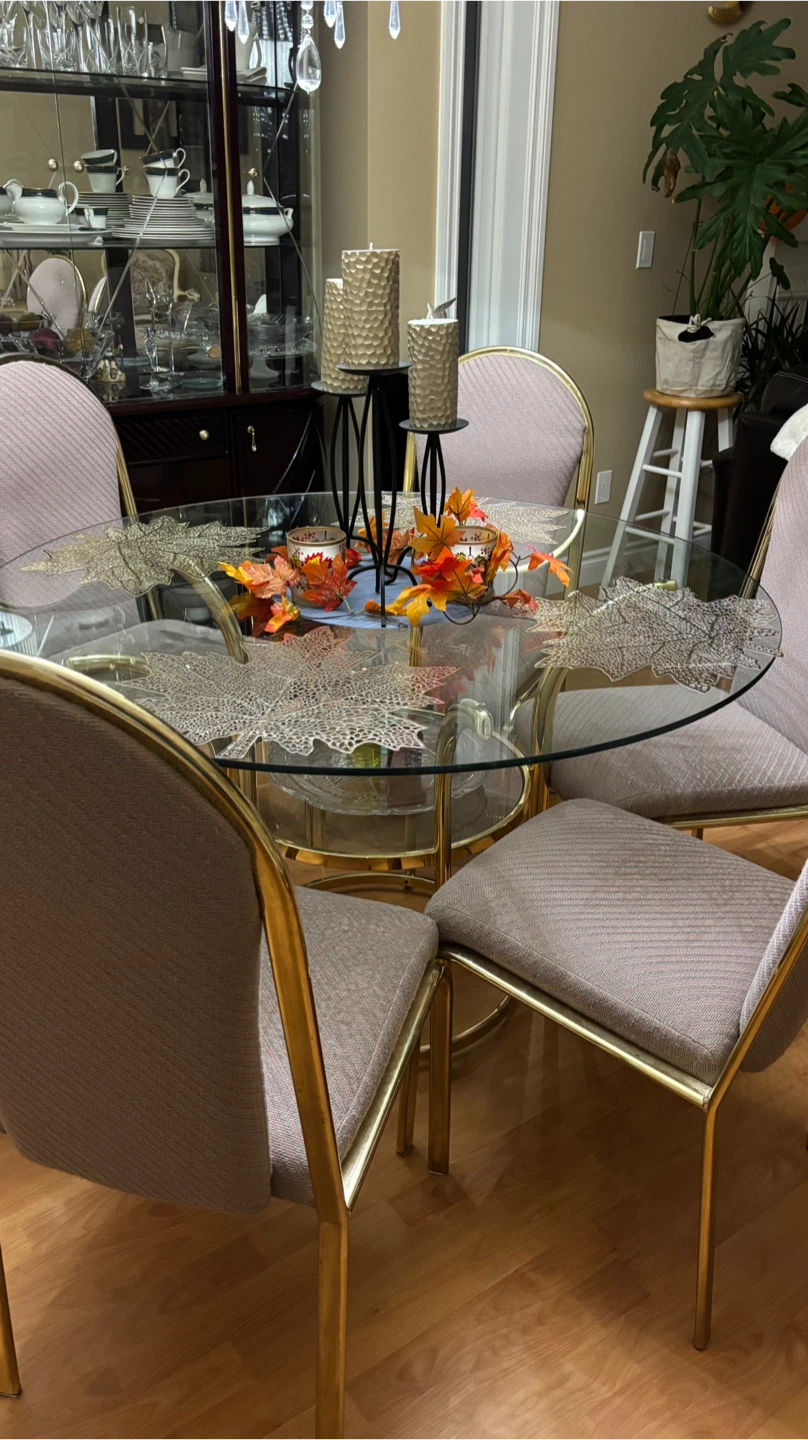 Glass Dining Table Set with 6 Chairs