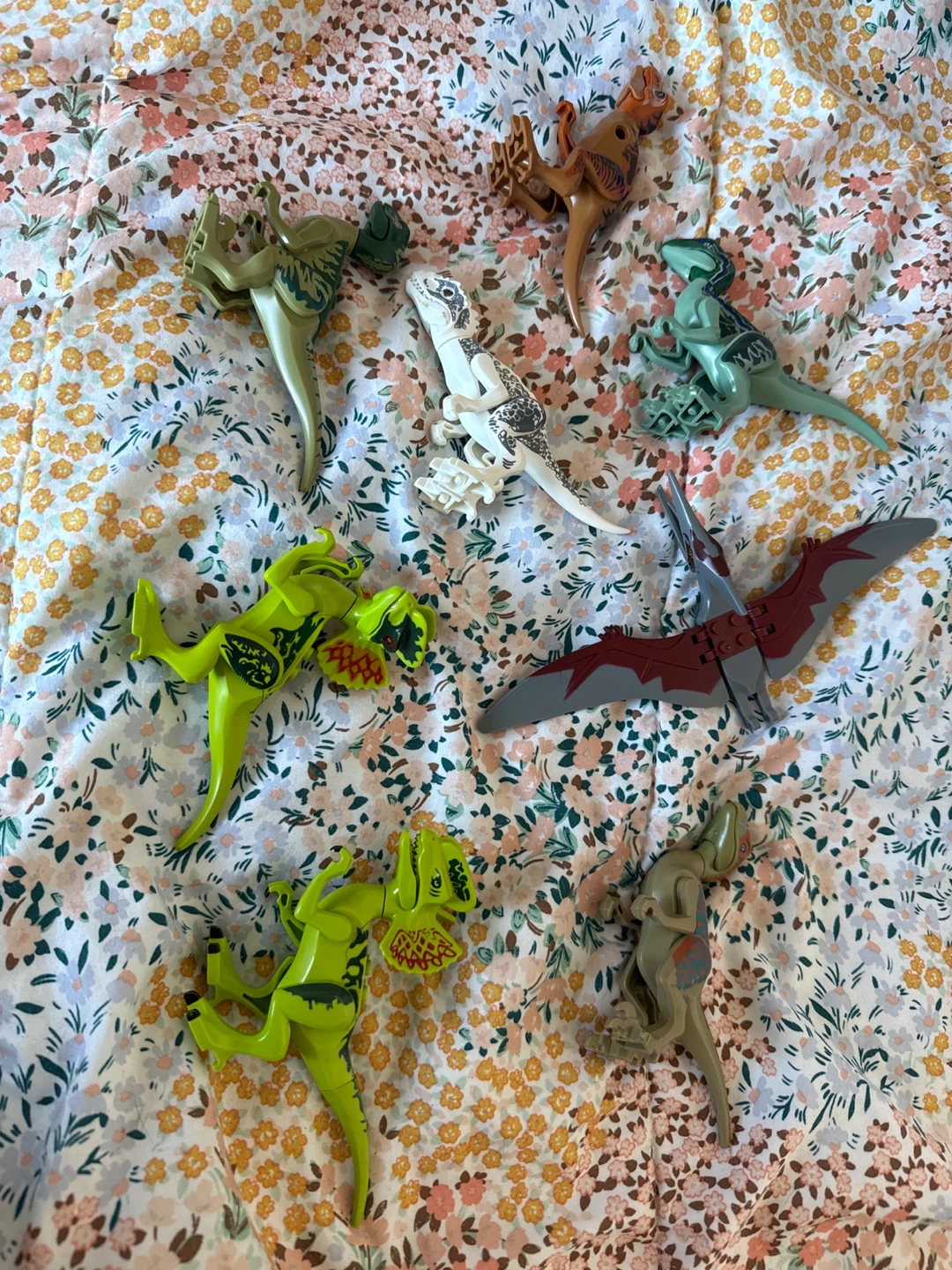 A bunch of LEGO dinosaurs