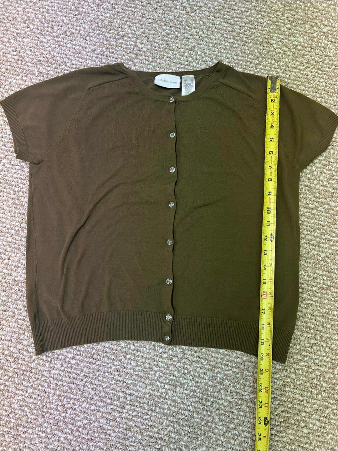 Liz Claiborne Women's Cardigan - Olive Green - XL