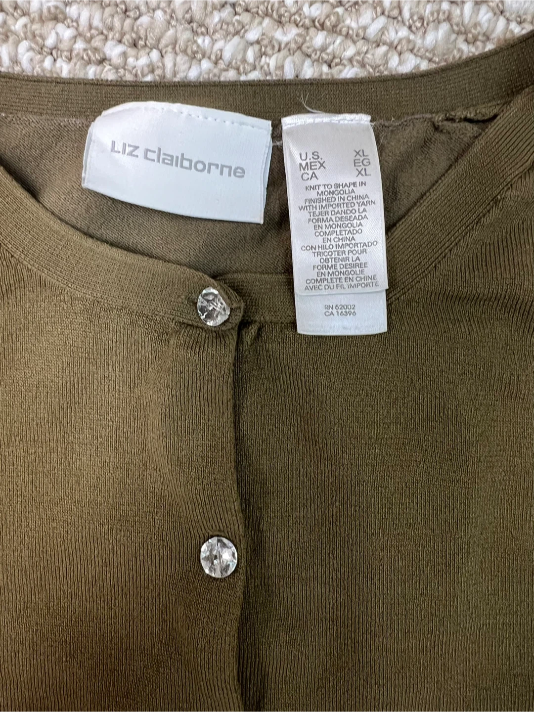 Liz Claiborne Women's Cardigan - Olive Green - XL - photo 2
