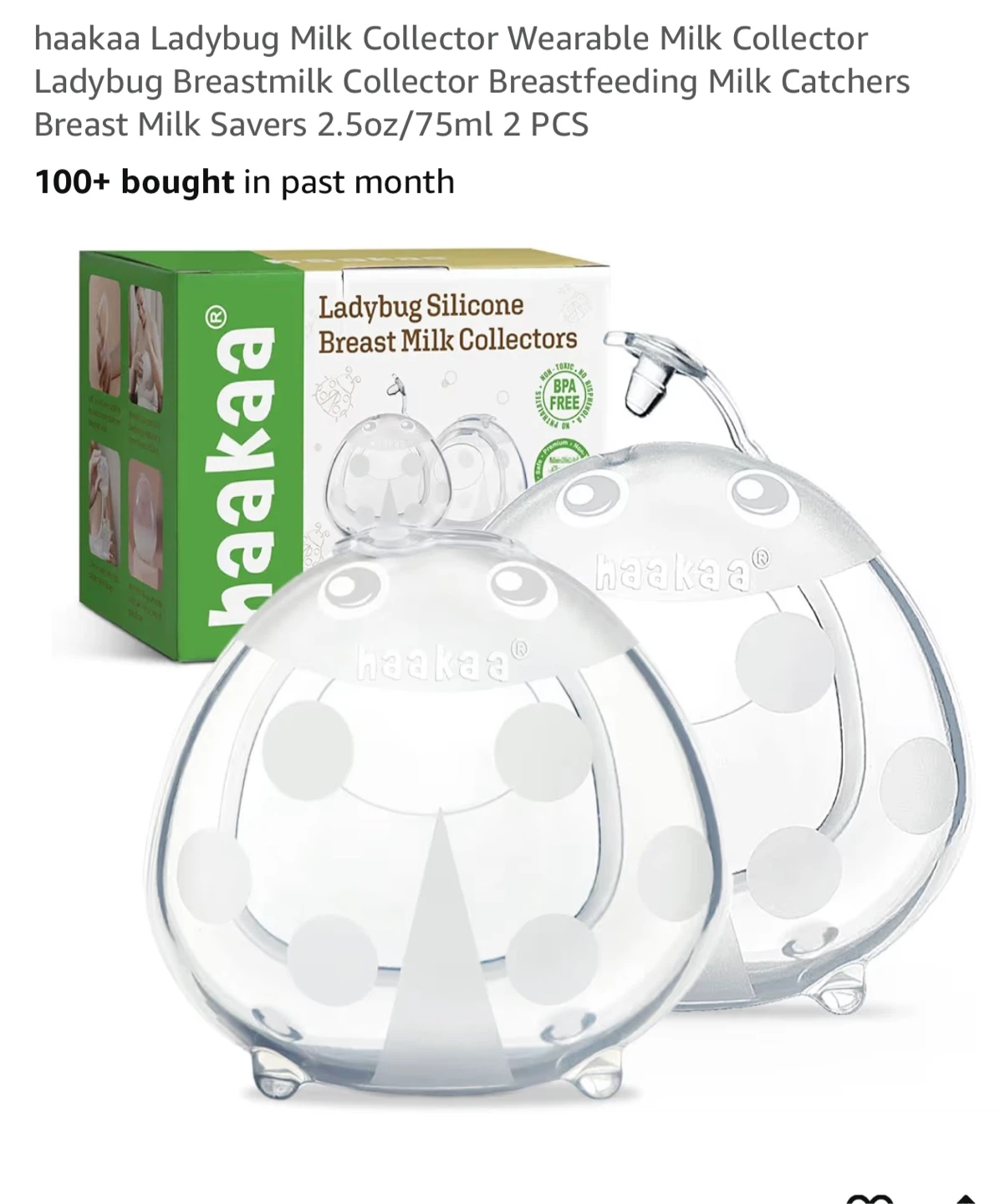Haakaa Ladybug Silicone Breast Milk  (2.5oz/75ml) - Pair - photo 2