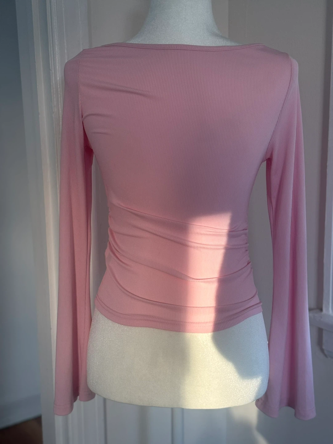 Pink Ribbed Long Sleeve Top - photo 3