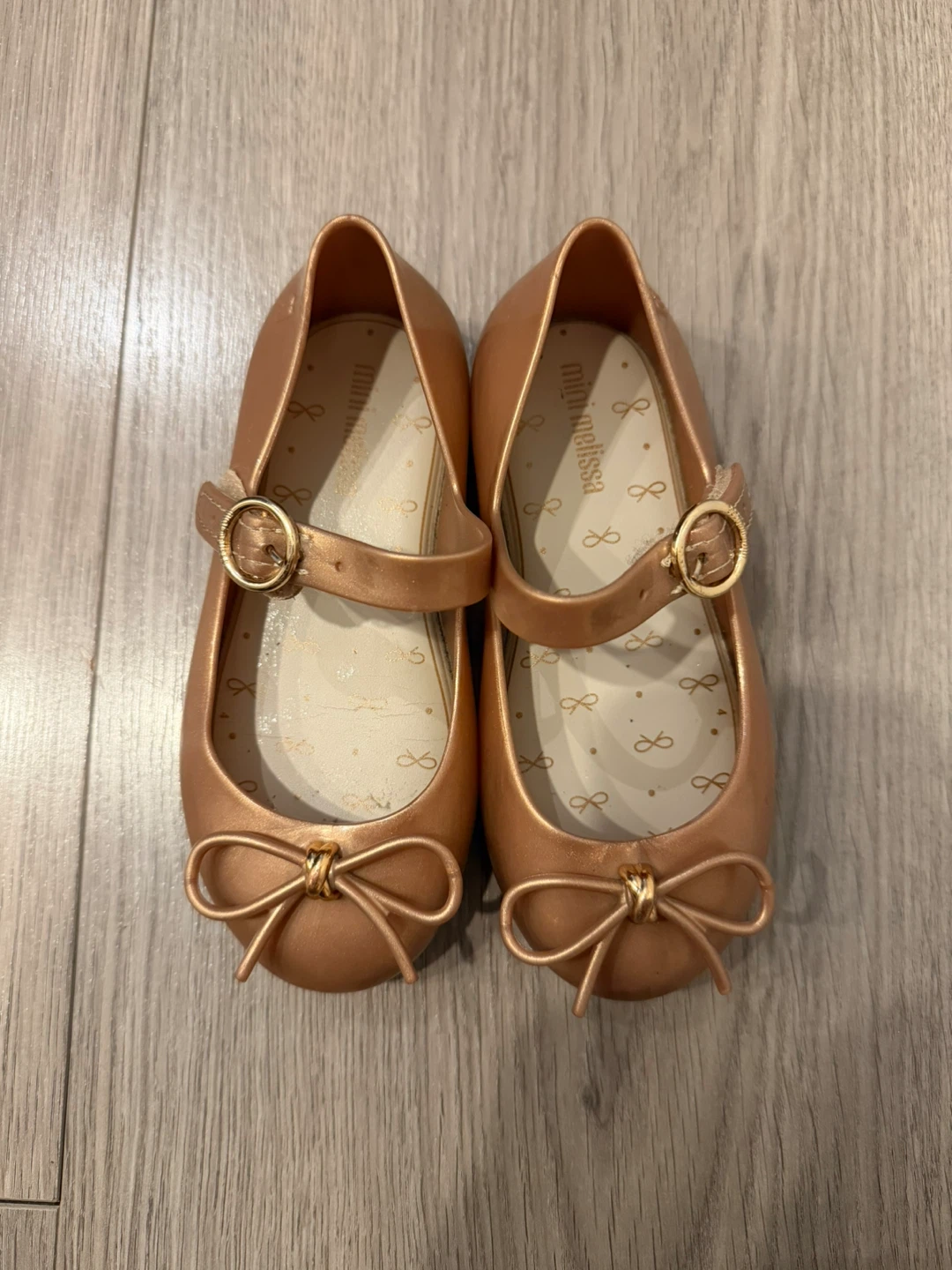 Mini Melissa Rose Gold Sweet Love Ballet Flats Shoes Size 9