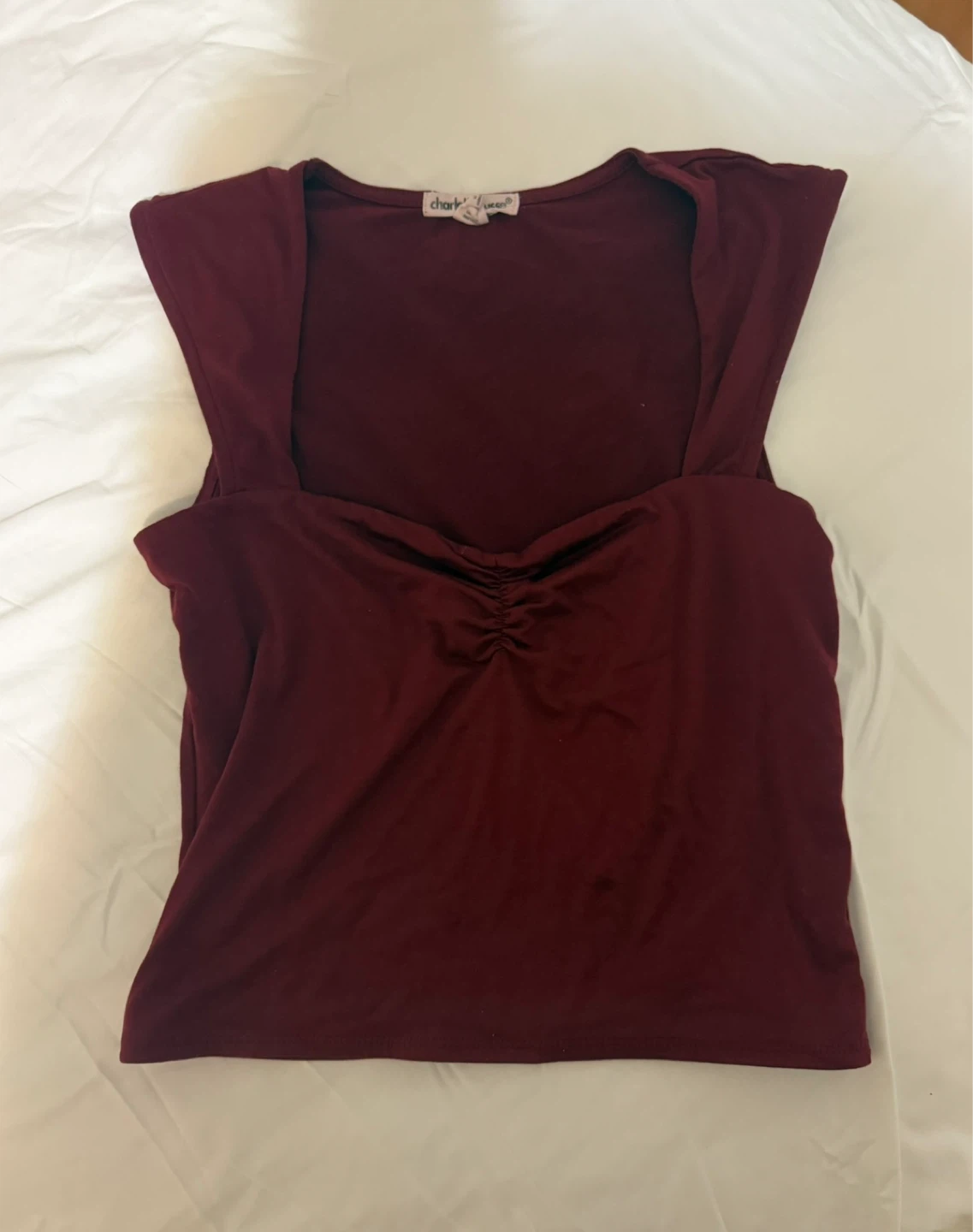 Charlotte Russe Burgundy Ruched Square Neck Tank Top