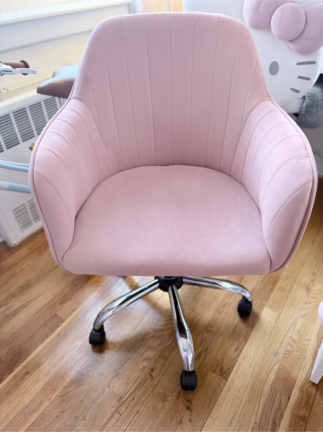 Pink Velvet Office Chair
