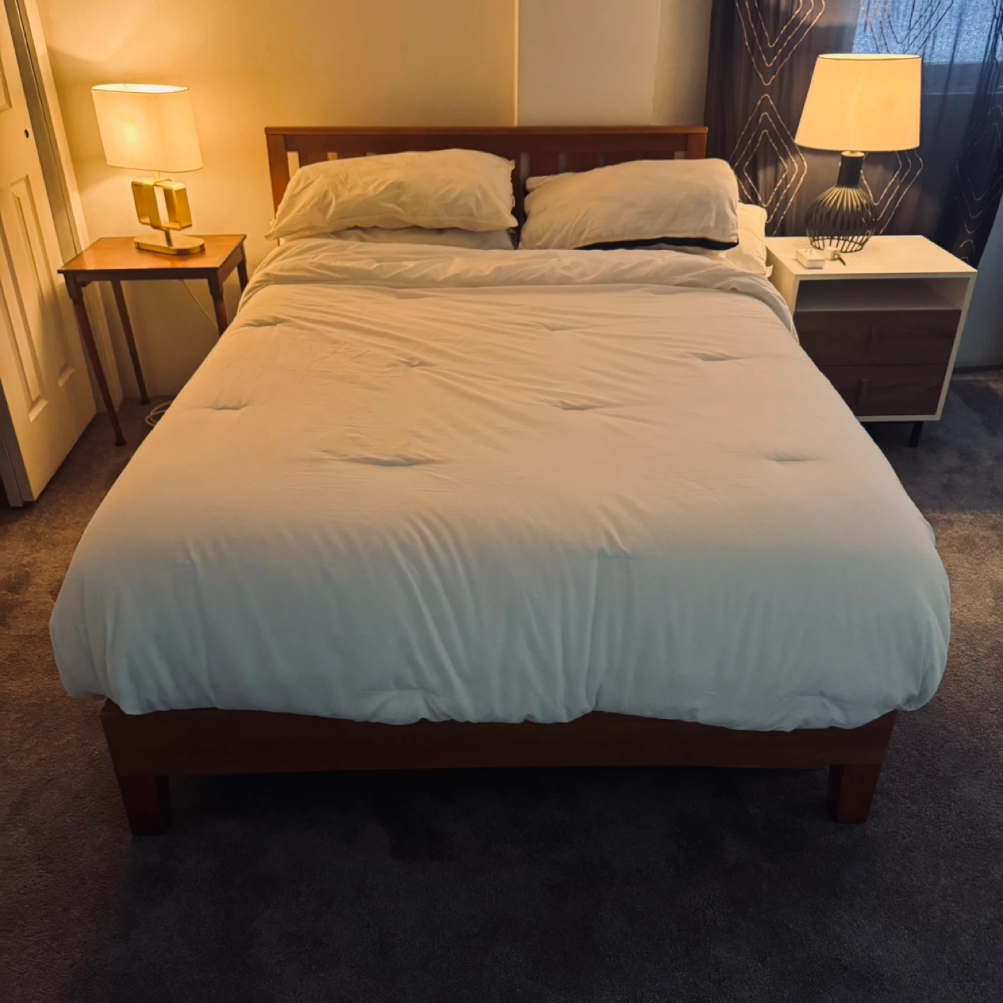 Wooden Bed Frame & Full-Sized Mattress