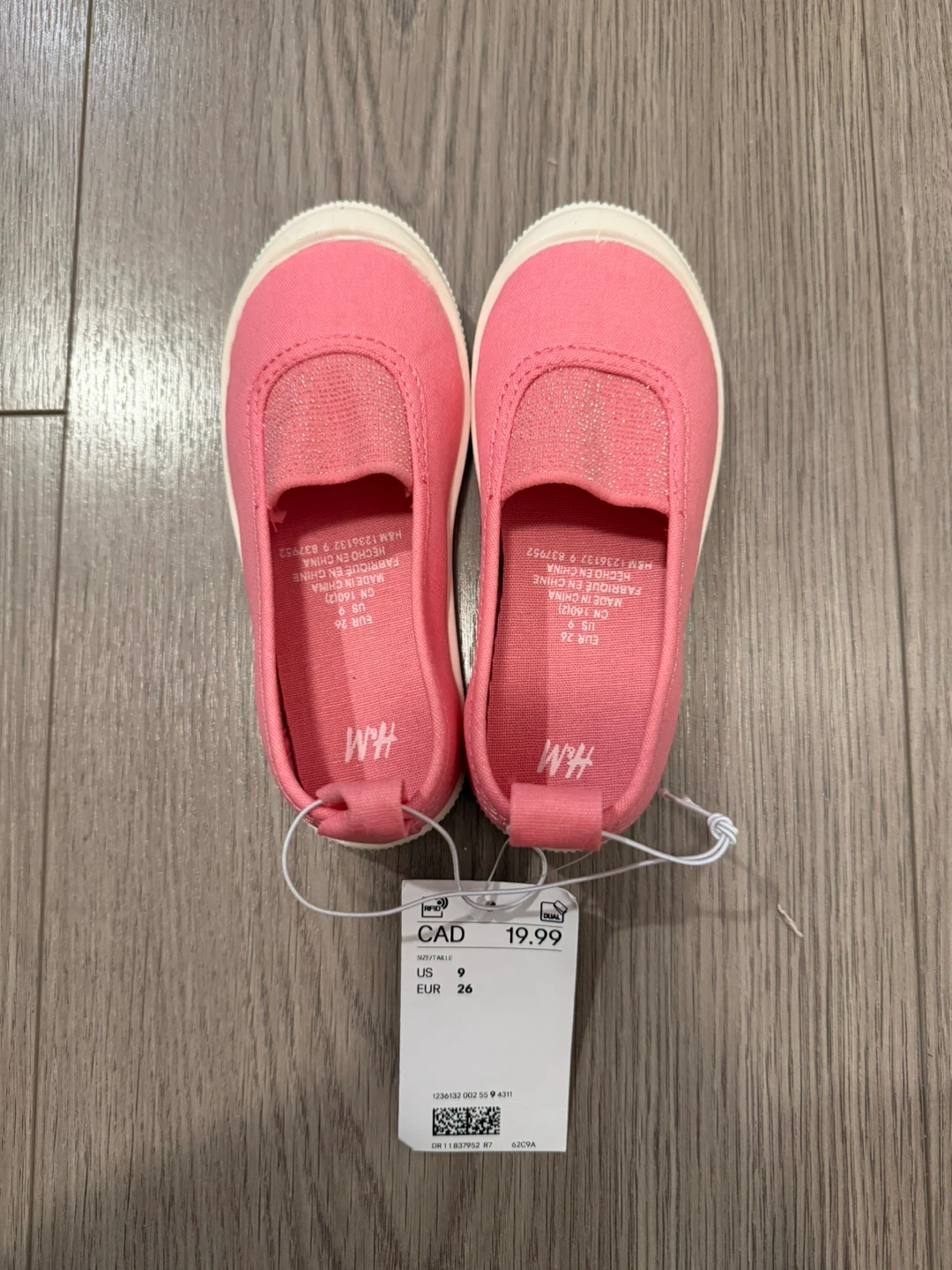 BNWT H&M Pink Canvas Toddler Girls Shoes - Size 9 US / 26 EUR
