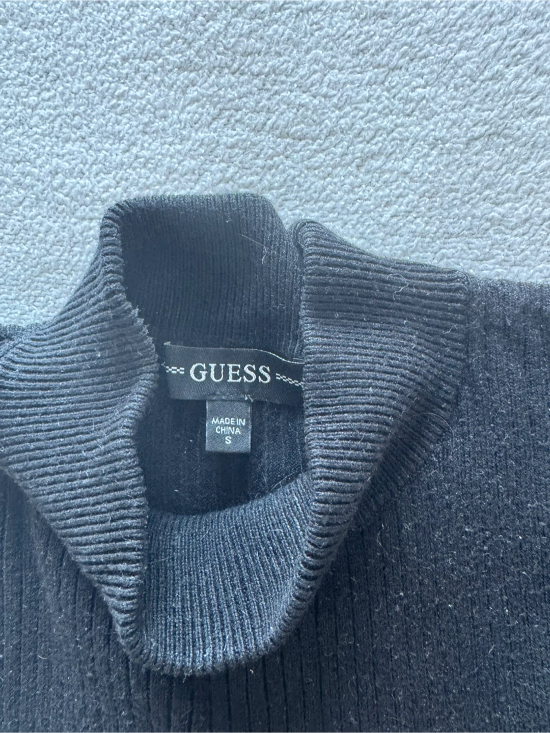 Black Guess Ribbed Mock Neck Sweater with Button Cuffs - Size S - photo 2