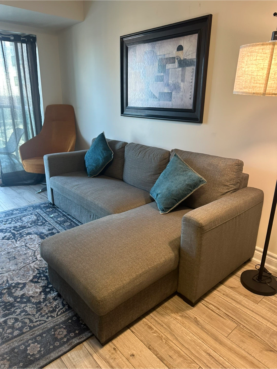 Grey Convertible Sofa Bed with Pillows - photo 5