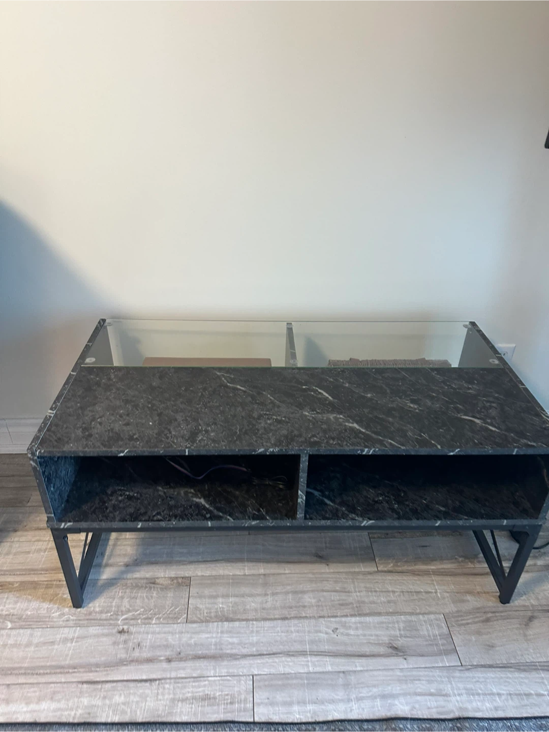 Marble Effect Coffee Table with Glass Top - photo 3