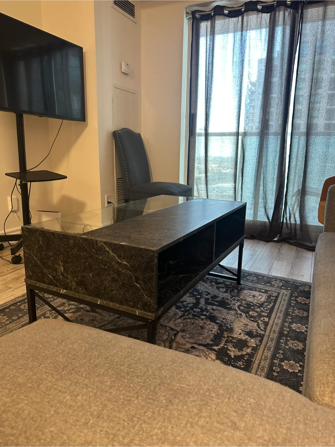 Marble Effect Coffee Table with Glass Top - photo 2