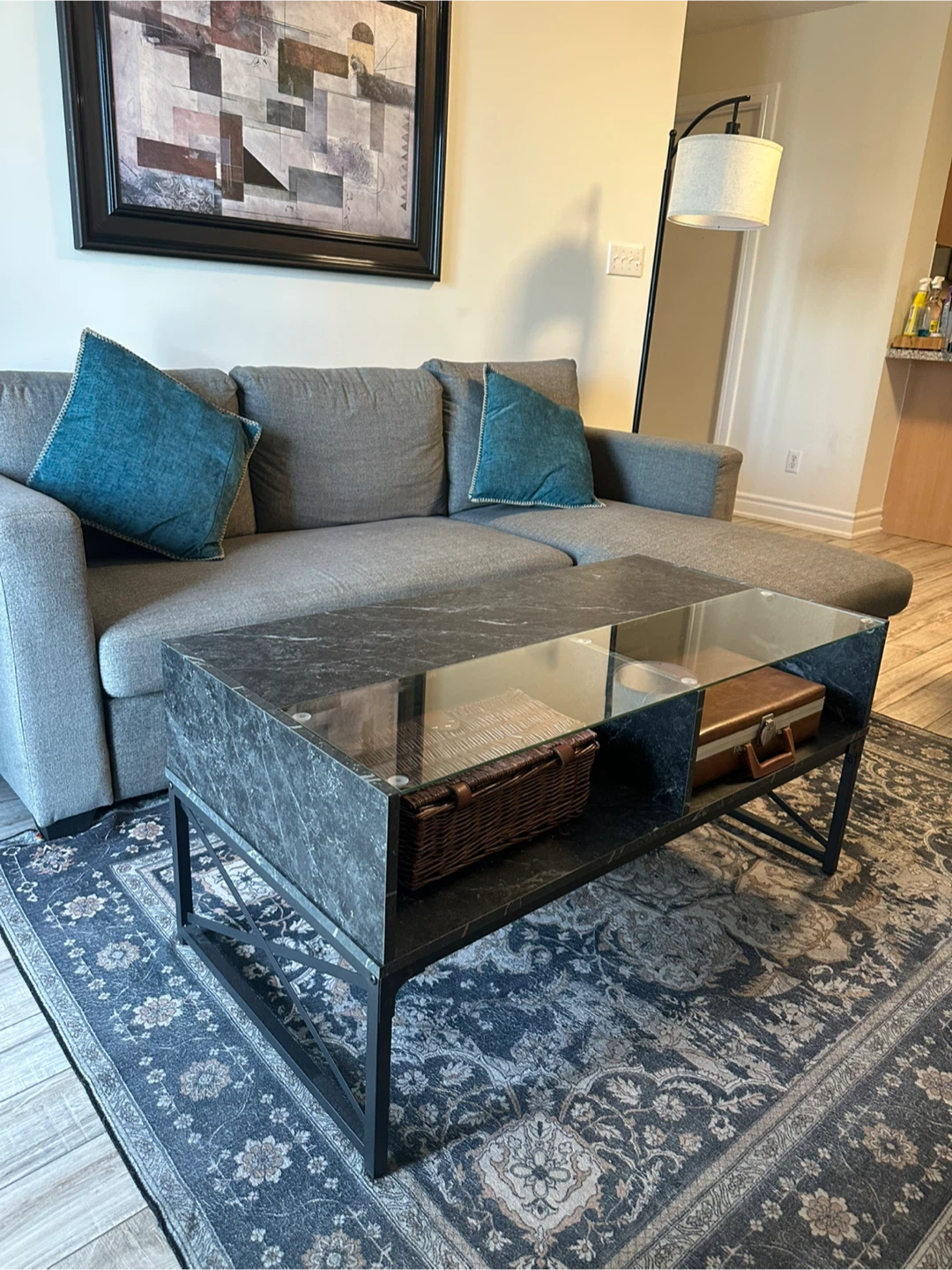 Marble Effect Coffee Table with Glass Top - photo 4