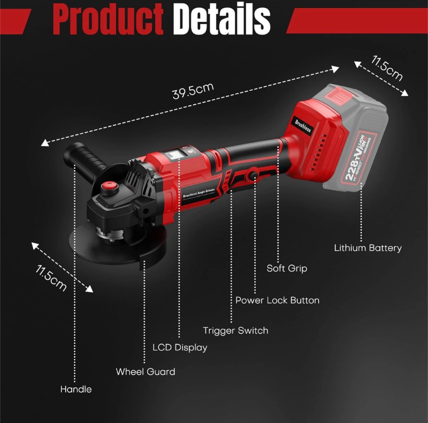 Cordless Brushless Angle Grinder - photo 2