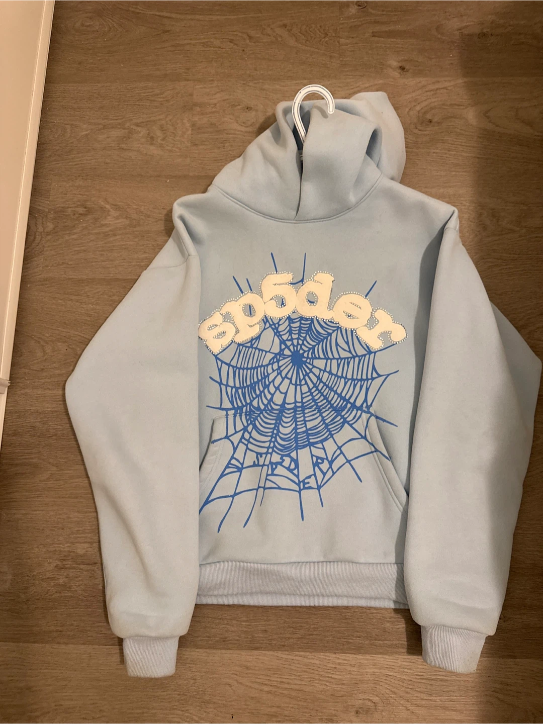 Spider hoodie light blue size S