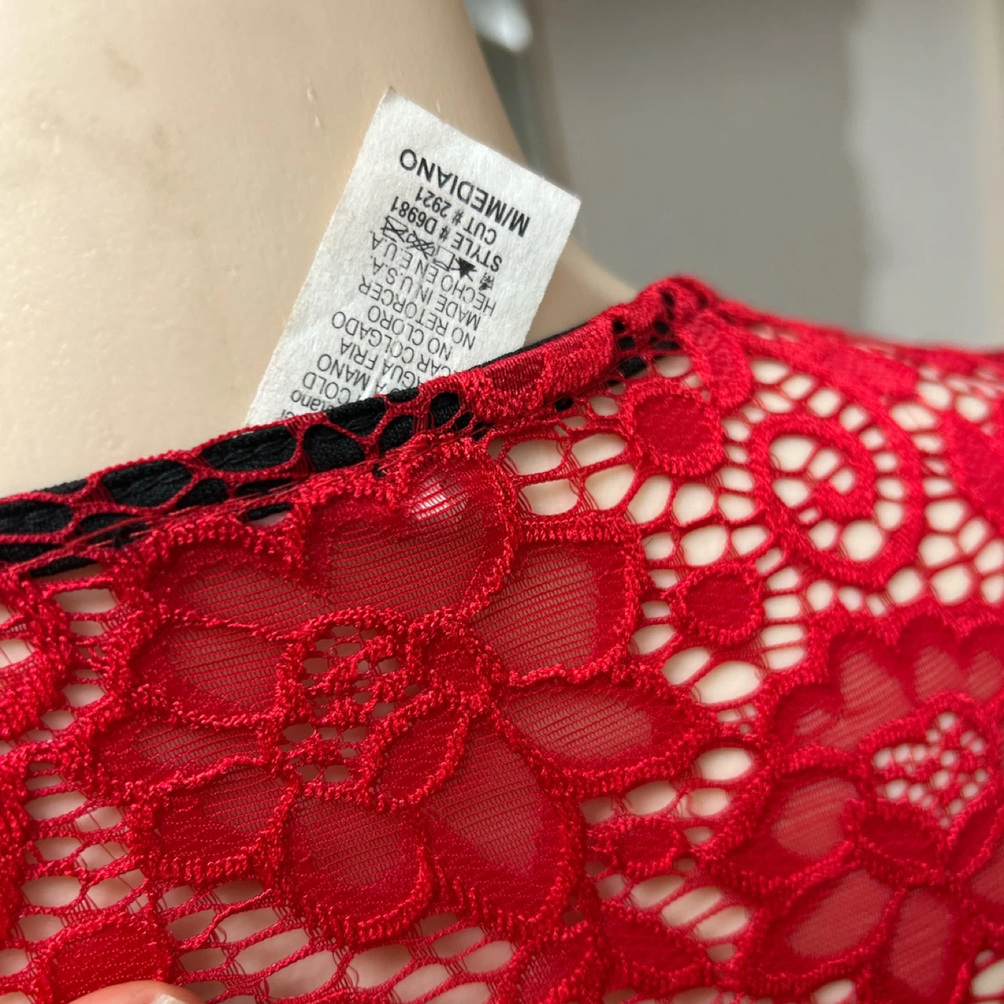 Women's Red Lace Peplum Dress with Black Skirt - photo 3